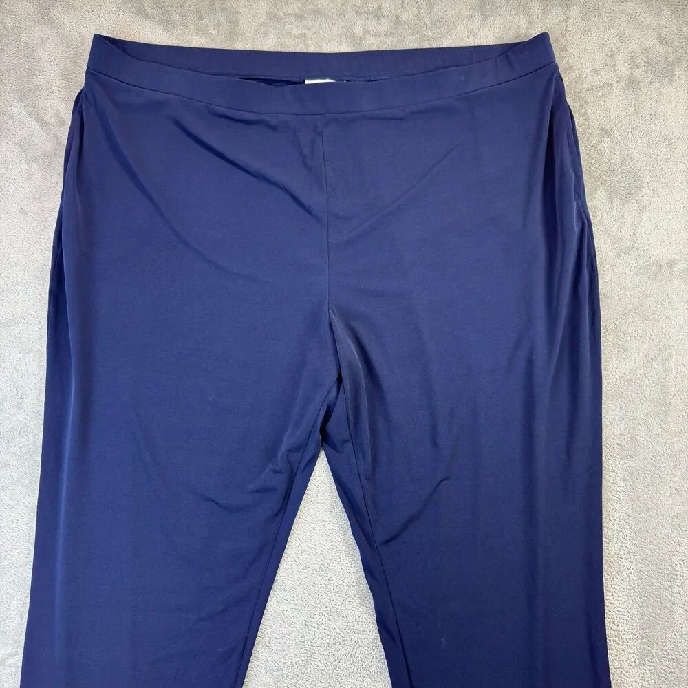 Susan Graver Pants Womens 3X Navy Modern Essentials Liquid Knit Crop Pull On